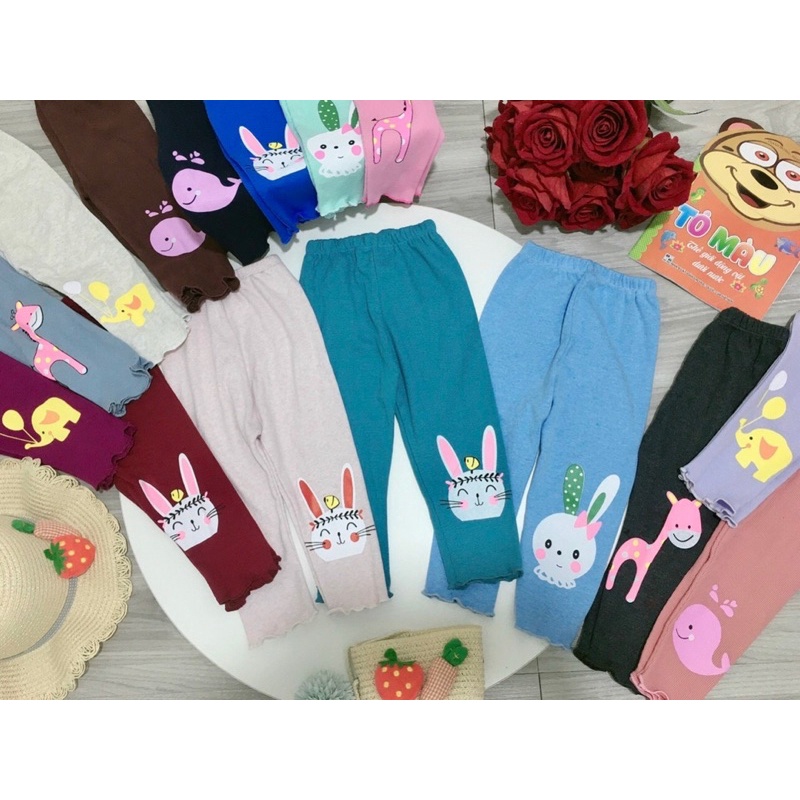 Quần dài legging cho bé gái chất len tăm