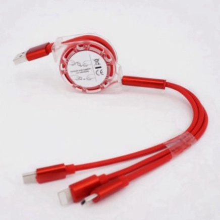 Cáp Sạc rút tròn đa năng 3 Đầu, 3 IN 1 SẠC NHANH, Dây Cao Cấp Siêu Bền