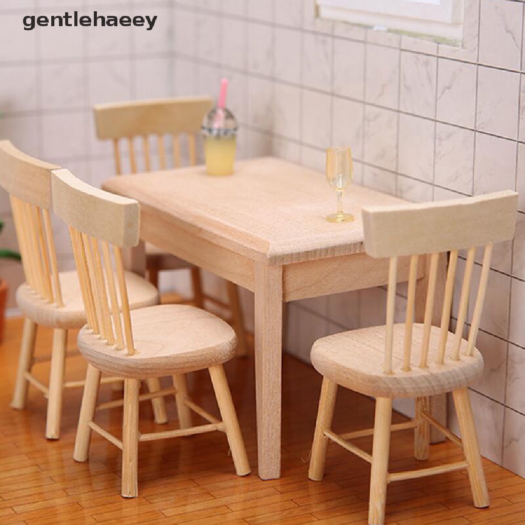 Bộ Bàn Ghế Gỗ Tỉ Lệ 1 / 12 Trang Trí Nhà Búp Bê