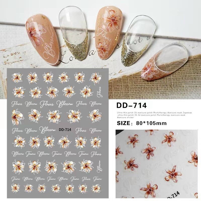 Sticker hình dán móng Hoa 3D các mẫu HOT siêu đẹp