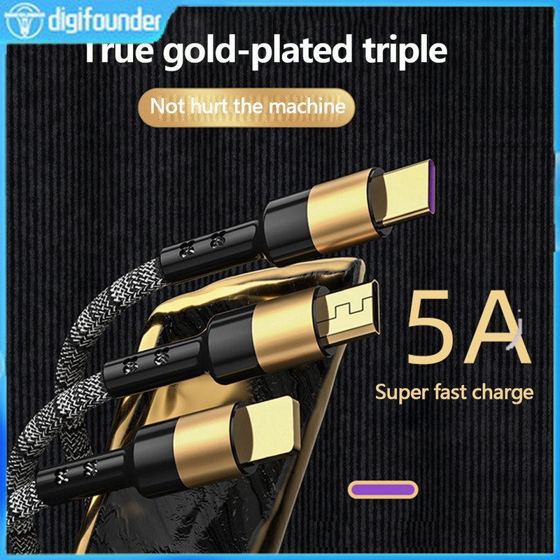 SAMSUNG Dây Cáp Sạc Nhanh DIGIFOUNDER 5A 3 Trong 1 Cho Huawei iPhone 12 11 Pro Max 3 Trong 1 Micro USB Type C H2X2