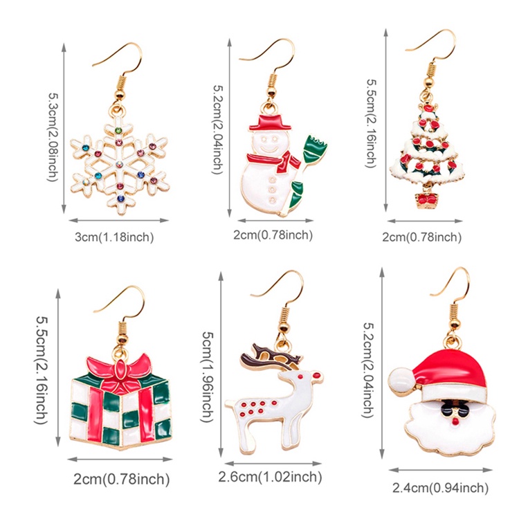 Bông Tai Hình Ông Già Noel / Người Tuyết / Người Tuyết Trang Trí Giáng Sinh Năm Mới 2023