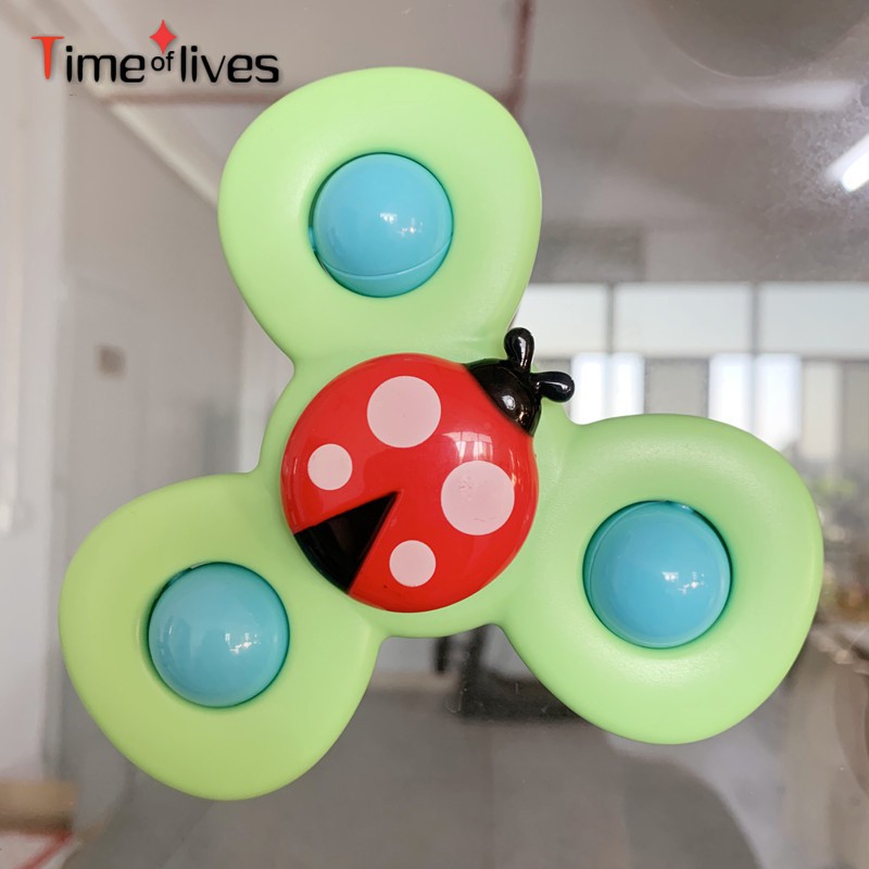 SPINNER Set 3 Đồ Chơi Con Quay Hình Bông Hoa / Côn Trùng Có Giác Hút Gắn Trên Bàn Dành Cho Các Bé