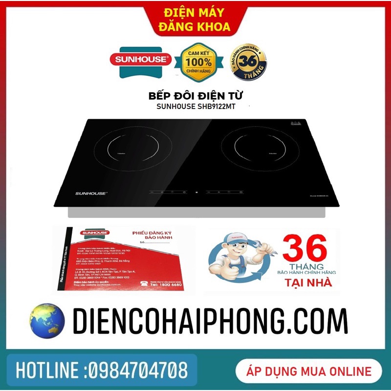 Bếp điện từ đôi Sunhouse SHB9122MT