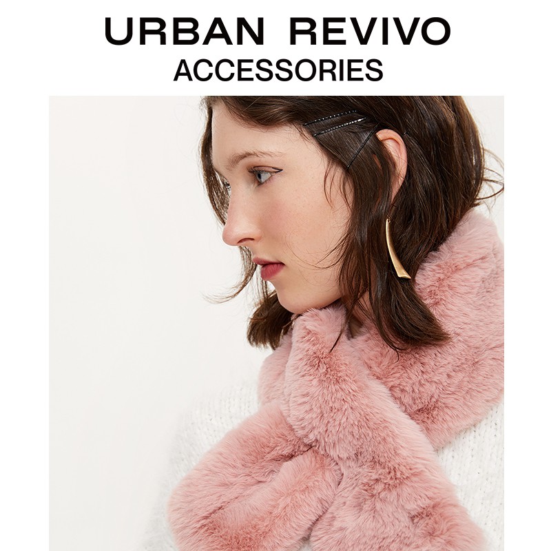 URBAN REVIVO Spring and Autumn Youth Women's Accessories Pure Color Plush Scarf