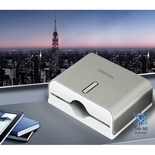 Hộp đựng giấy lau tay treo tường Interhasa HSD-E6008 màu Trắng - chứa nhiều giấy, chống thấm nước, nhựa ABS siêu bền