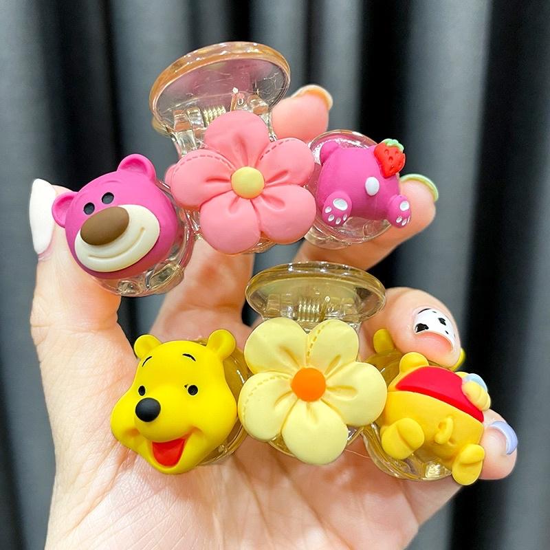 PVN50819 Kẹp tóc càng cua trong suốt đính gấu, hoạt hình nhiều mẫu đáng yêu Giá Rẻ