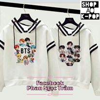 áo hoodie BTS BT21 hình chipi  in theo yêu cầu