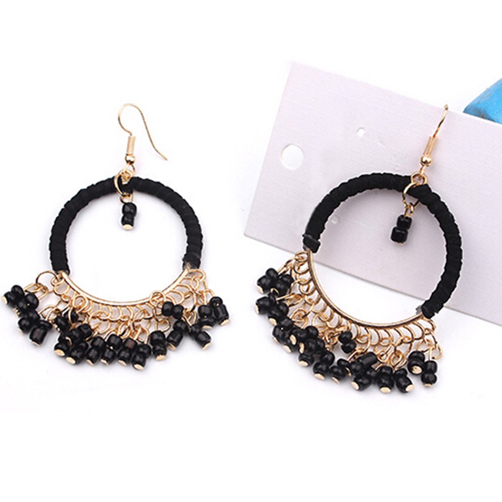 Cặp khuyên tai vòng đính hạt thiết kế độc đáo thời trang cho nữ