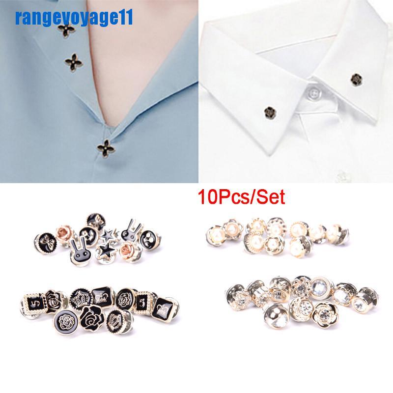 Set 10 ghim cài áo hình hoa đính ngọc trai giả thời trang