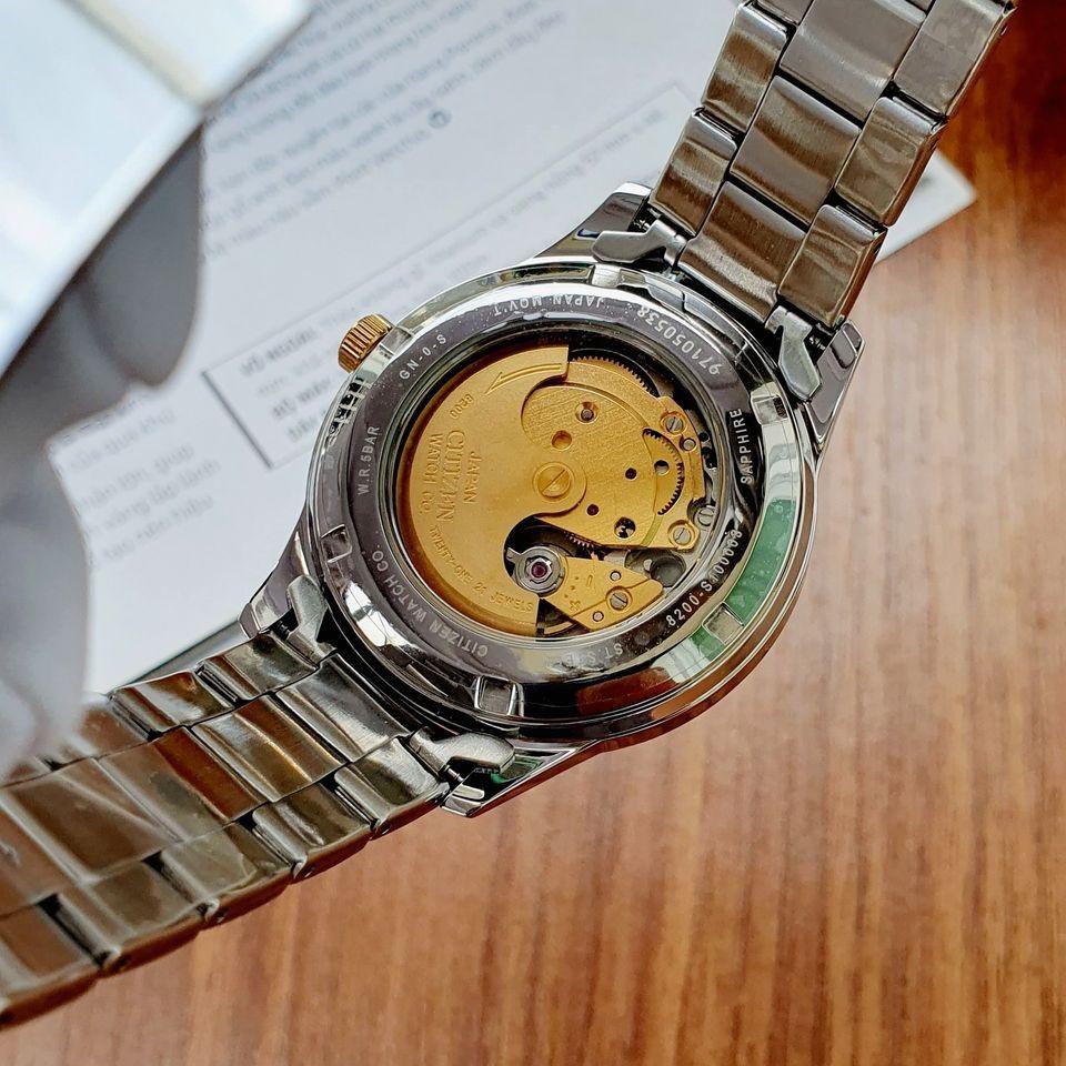 Đồng hồ Nam Citizen Automatic NH7524-55A Demi vàng,Mặt trắng,Lịch thứ ngày-Máy cơ tự động-Dây kim loại cao cấp-Size 40mm