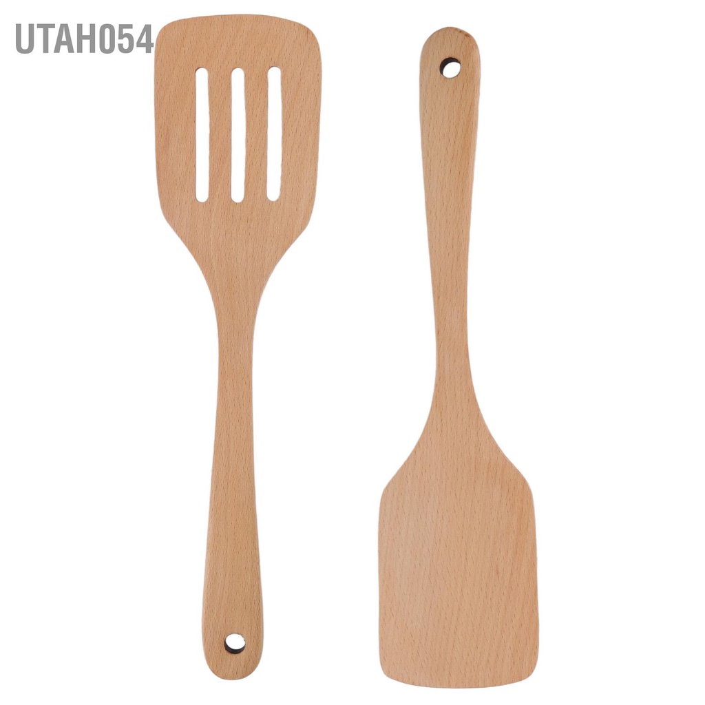 Utah054 Bộ thìa gỗ với xẻng cầm tay bằng Sồi Dụng cụ nấu ăn