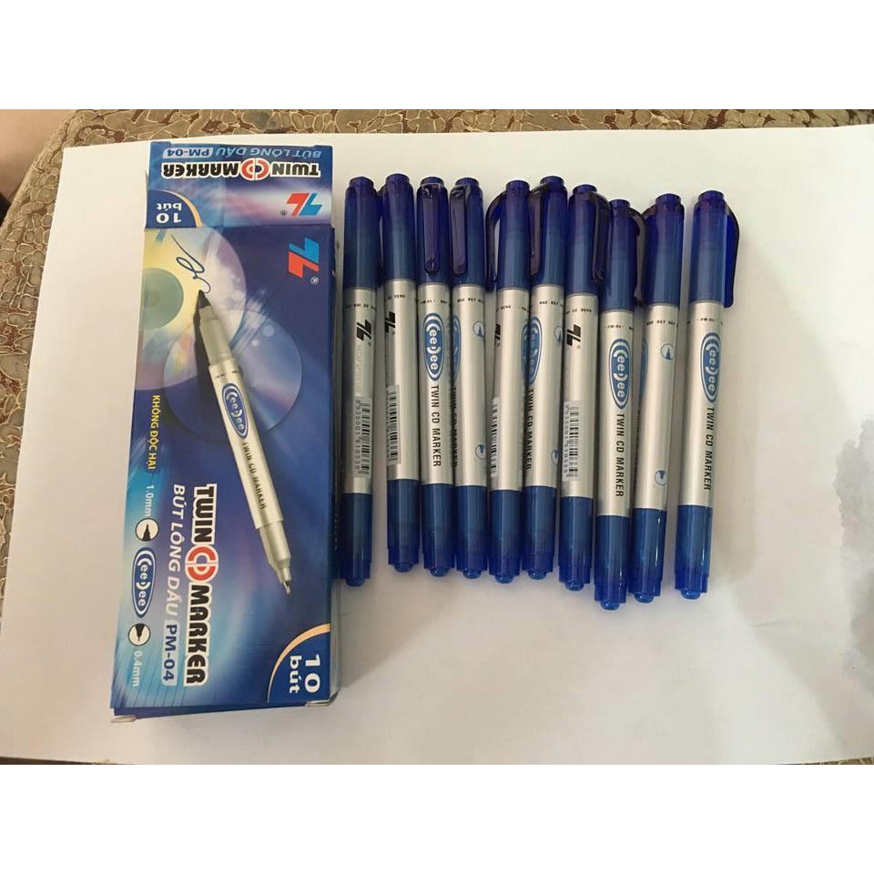 Bút lông dầu Xanh Thiên Long 2 đầu loại to và nhỏ