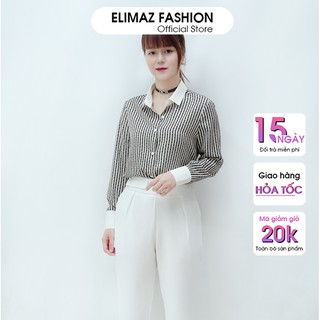 Áo sơ mi nữ kẻ cổ đức dài tay phom trẻ trung sang trọng Elimaz EA21.054