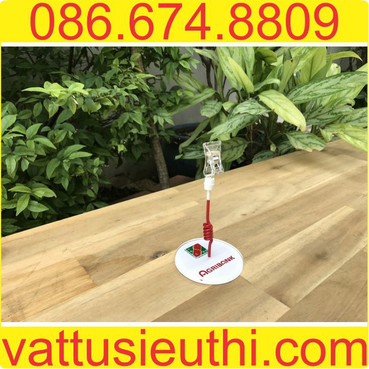 Wobbler để bàn kẹp nhựa