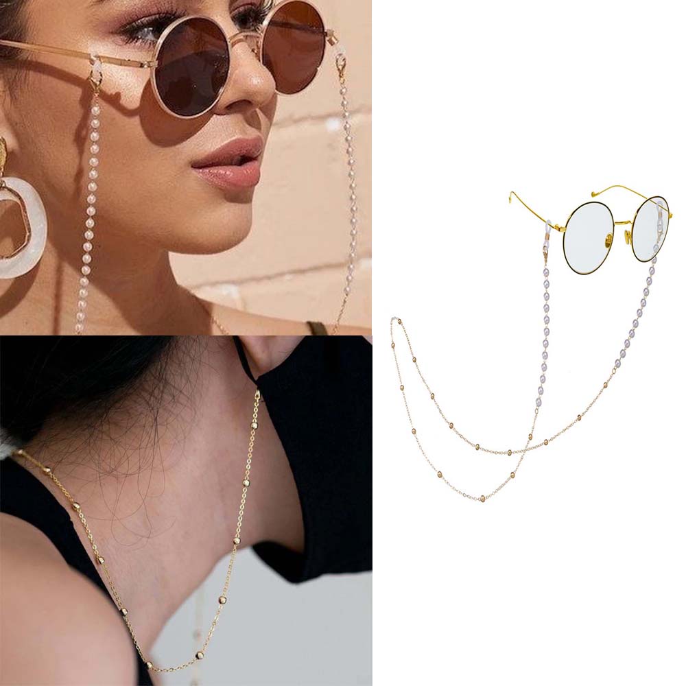 Dây đeo mắt kính đính ngọc trai giả thời trang dành cho nữ