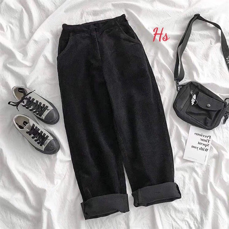 Quần baggy nhung cài cúc