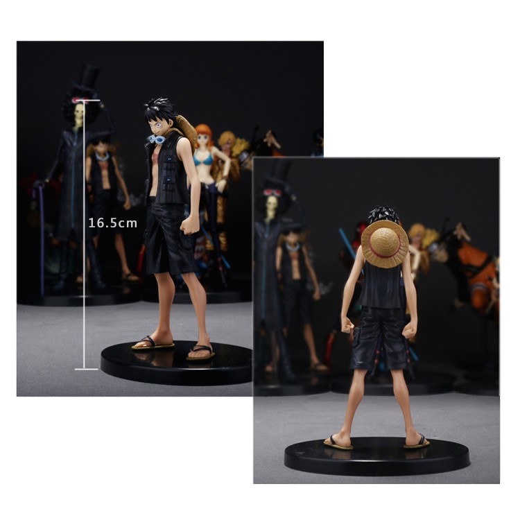 Bô 9 mô hình băng Luffy mũ rơm áo đen - One piece gold