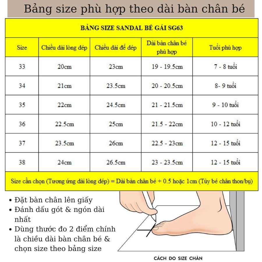 Giày sandal bé gái cao cấp Kento Dép quai hậu quai ngang siêu nhẹ phù hợp cho trẻ em đi học đi biển chống trơn SG63