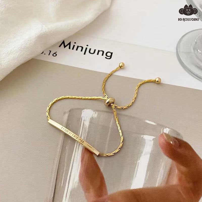 Vòng Tay Titan Nữ Dây Rút Gold Bar Size có thể tùy chỉnh, vòng tay đôi bạn thân nữ