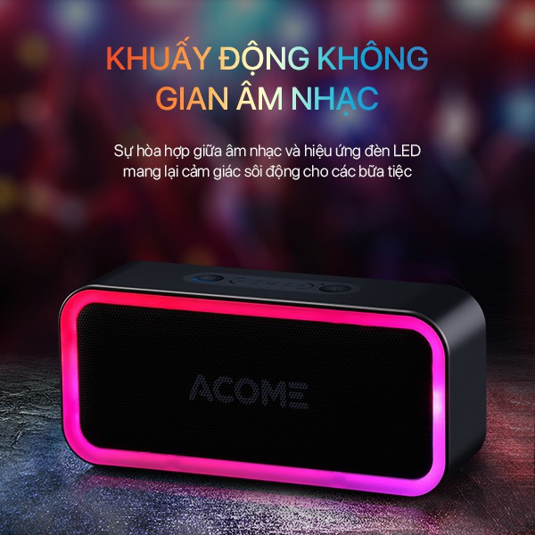 Loa Bluetooth Acome A6 Bản 2021 - Công Suất 5w - Led RGB - Chống Nước IPX5 - Chơi Nhạc 8h