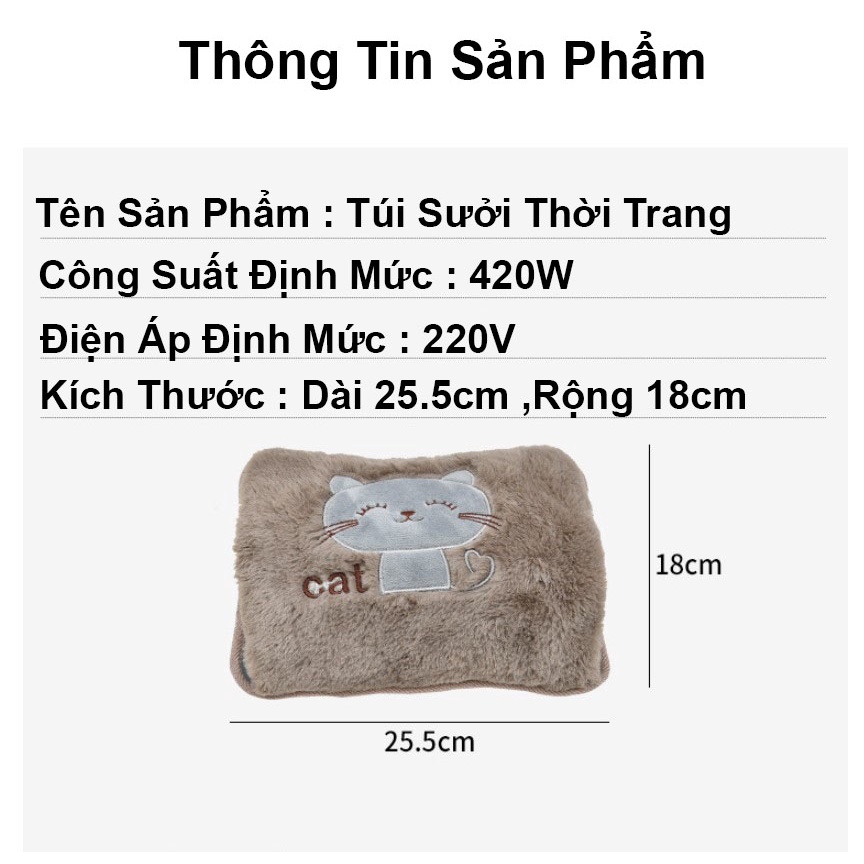 Túi sưởi ấm tay mini cắm điện hình thú dễ thương ZOZO túi chườm ấm nóng lạnh mini cao cấp