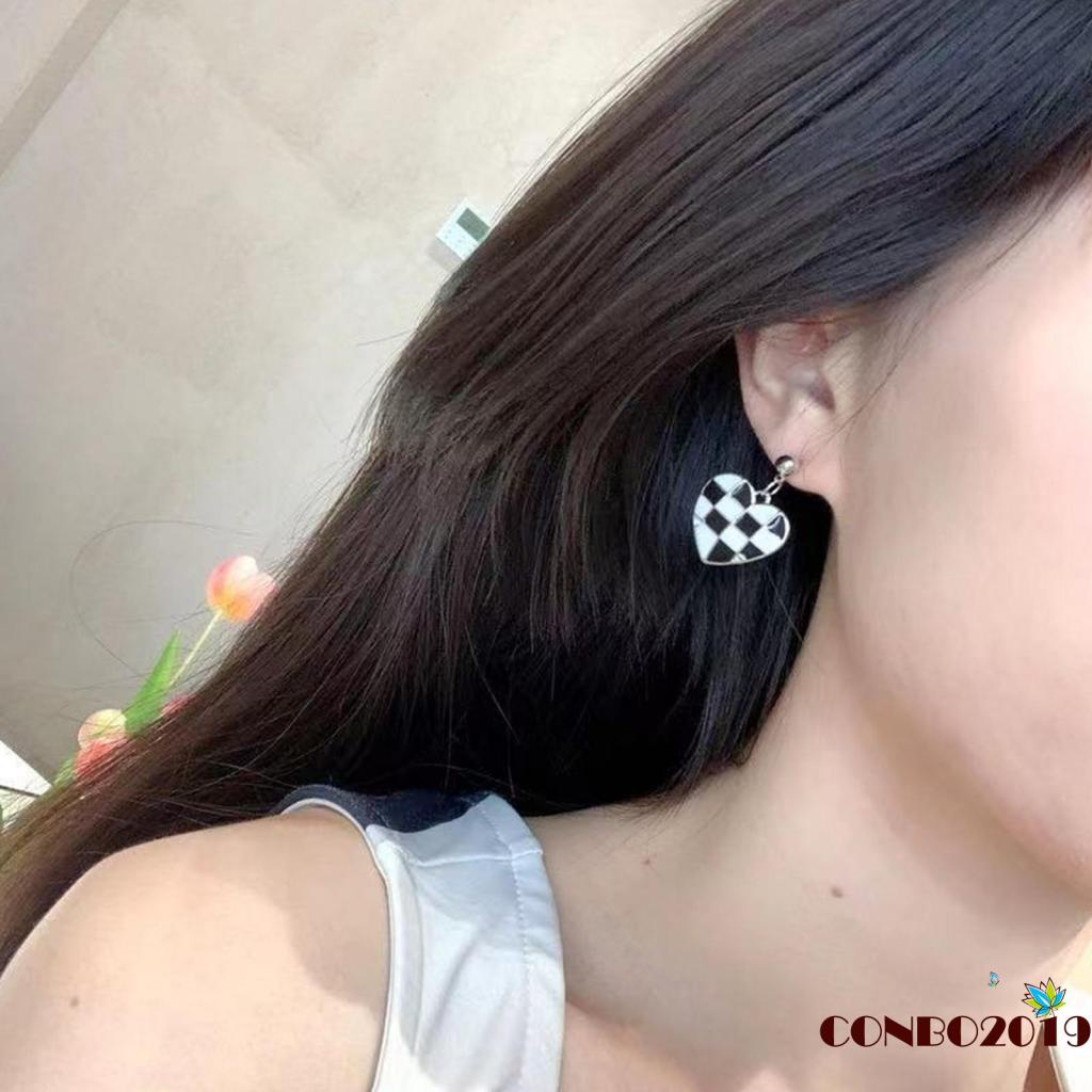 Hgm-bông Tai Hợp Kim Dáng Dài Mặt Hình Trái Tim Màu Đen Làm Quà Tặng Cho Nữ / Vợ / Chị Em