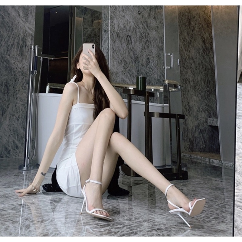 Sandal quai mảnh gót 10p