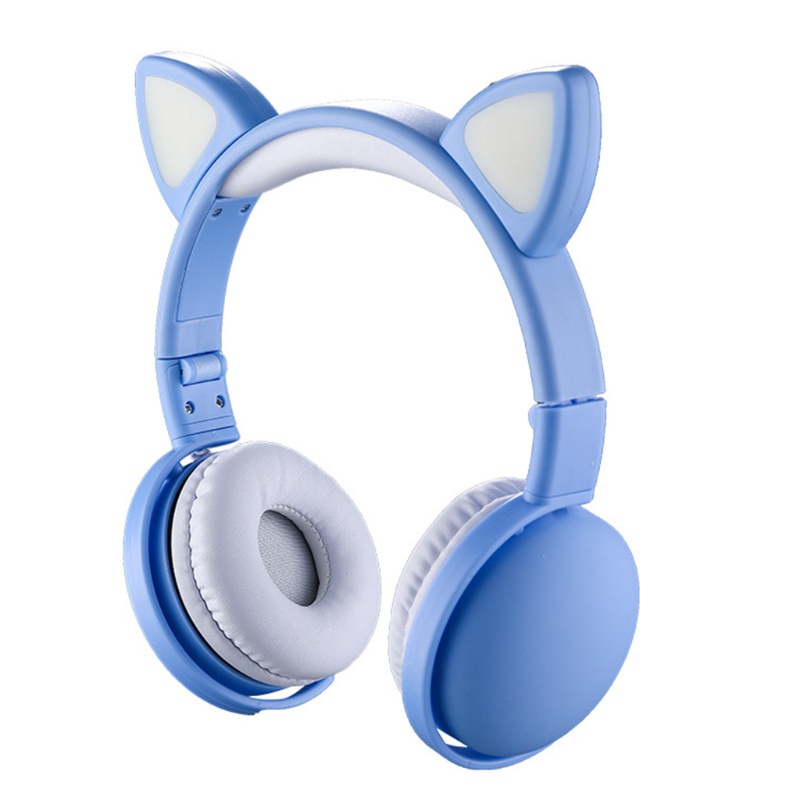 Tai Nghe Bluetooth Không Dây zzz Có Đèn LED Hình Tai Mèo Dễ Thương Cho Bé Gái