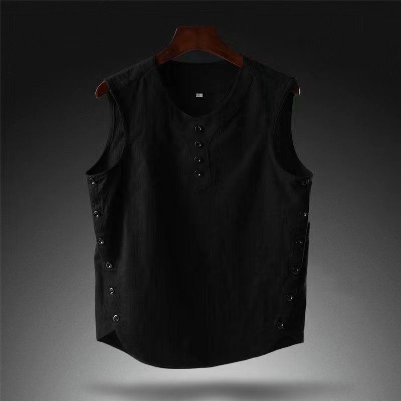 Áo Thun Cotton Lanh Mỏng Sát Nách Cổ Tròn Dáng Rộng Thời Trang Mùa Hè 2022 Cho Nam