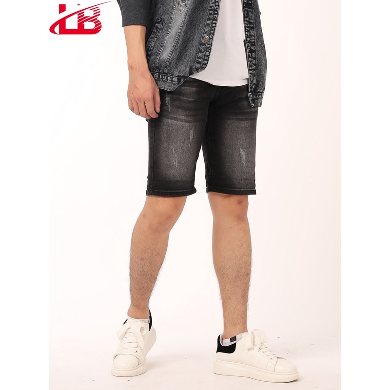 Quần Sort Nam Lb Chất Jean, Bò Co Giãn Mạnh, Cắt Rách Nhiều, Phom Cách Bụi Băm, Phom Slim Fit Snxl21067