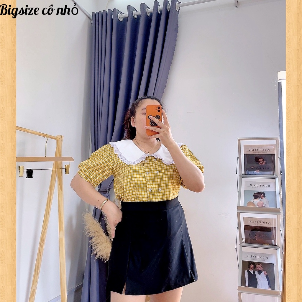 Áo Sơ Mi Nữ Bigsize Cổ Bèo Form Rộng,Áo Kiểu Nữ tay Ngắn Lên Phom Cực Xinh Dễ Thương MÃ AK4