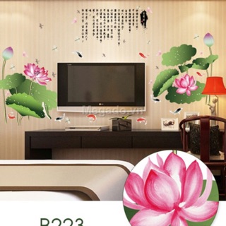 Decal dán tường hoa sen đẹp sắc nét