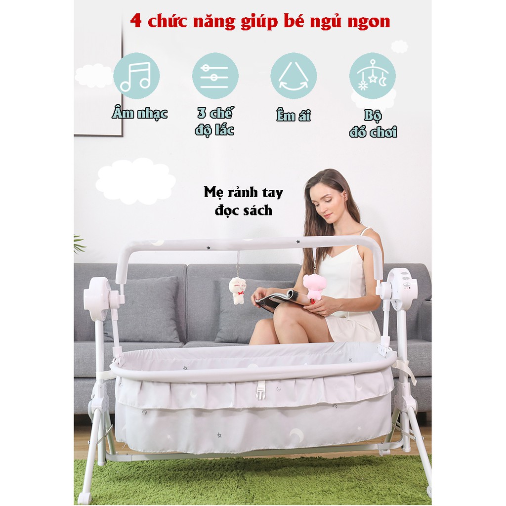 Nôi điện cho bé Bibon, nôi đưa tự động - Hàng chính hãng