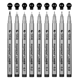 [DA ĐEN] Bộ Bút Line 9 Size STA Kháng Nước