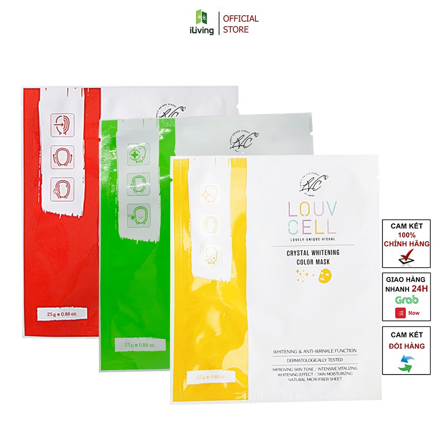 Mặt nạ dưỡng da Hàn Quốc cao cấp Louv Cell Crystal Color Mask 25g (miếng) ILIVING-LOUMN | BigBuy360 - bigbuy360.vn