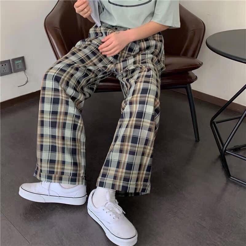 [FREESHIP 50K] Quần Kẻ Caro Lưng Cao Ống Rộng Nhiều Màu Cạp Chun(ảnh thật) | BigBuy360 - bigbuy360.vn