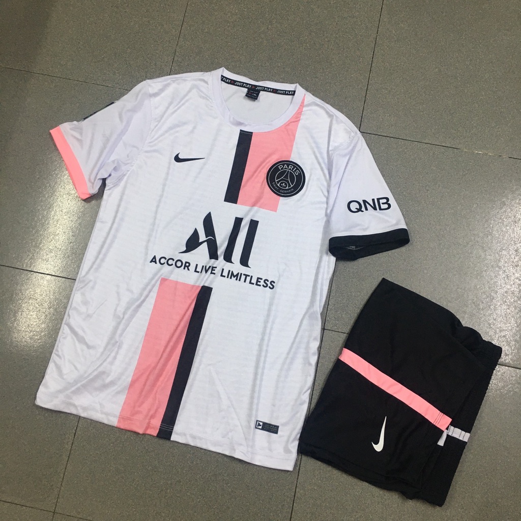 Bộ quần áo Messi PSG trắng hồng sân khách 2022