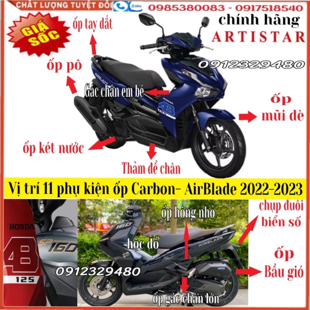 [AirBlade 2022-2023]Trọn Bộ 11 Món Ốp Carbon Hàng Chính Hãng Artistar Cho Honda AirBlade 2022-2023 (Giá Lẻ Từng Món)
