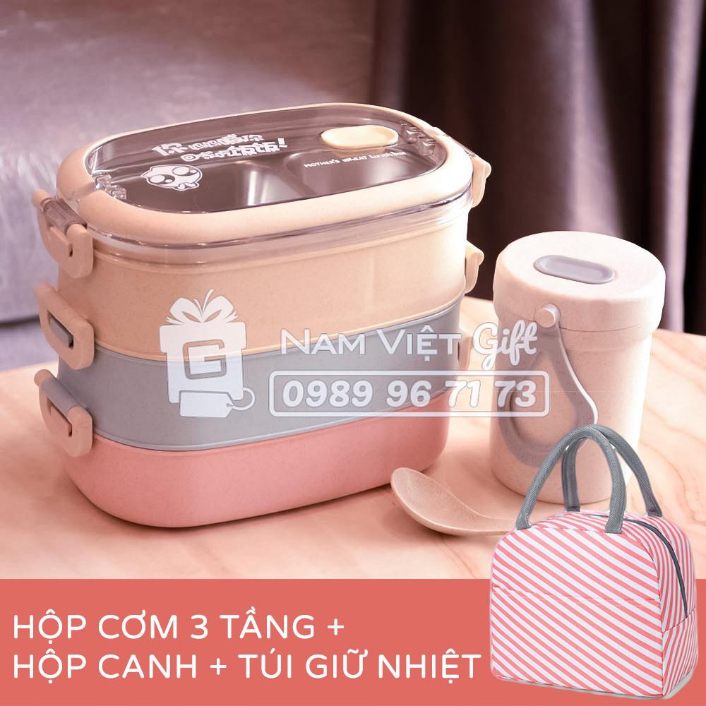 Hộp Cơm Giữ Nhiệt 2 Ngăn 3 Tầng INOX304 Màu Sắc Hiện Đại Cá Tính 2300ml | BigBuy360 - bigbuy360.vn