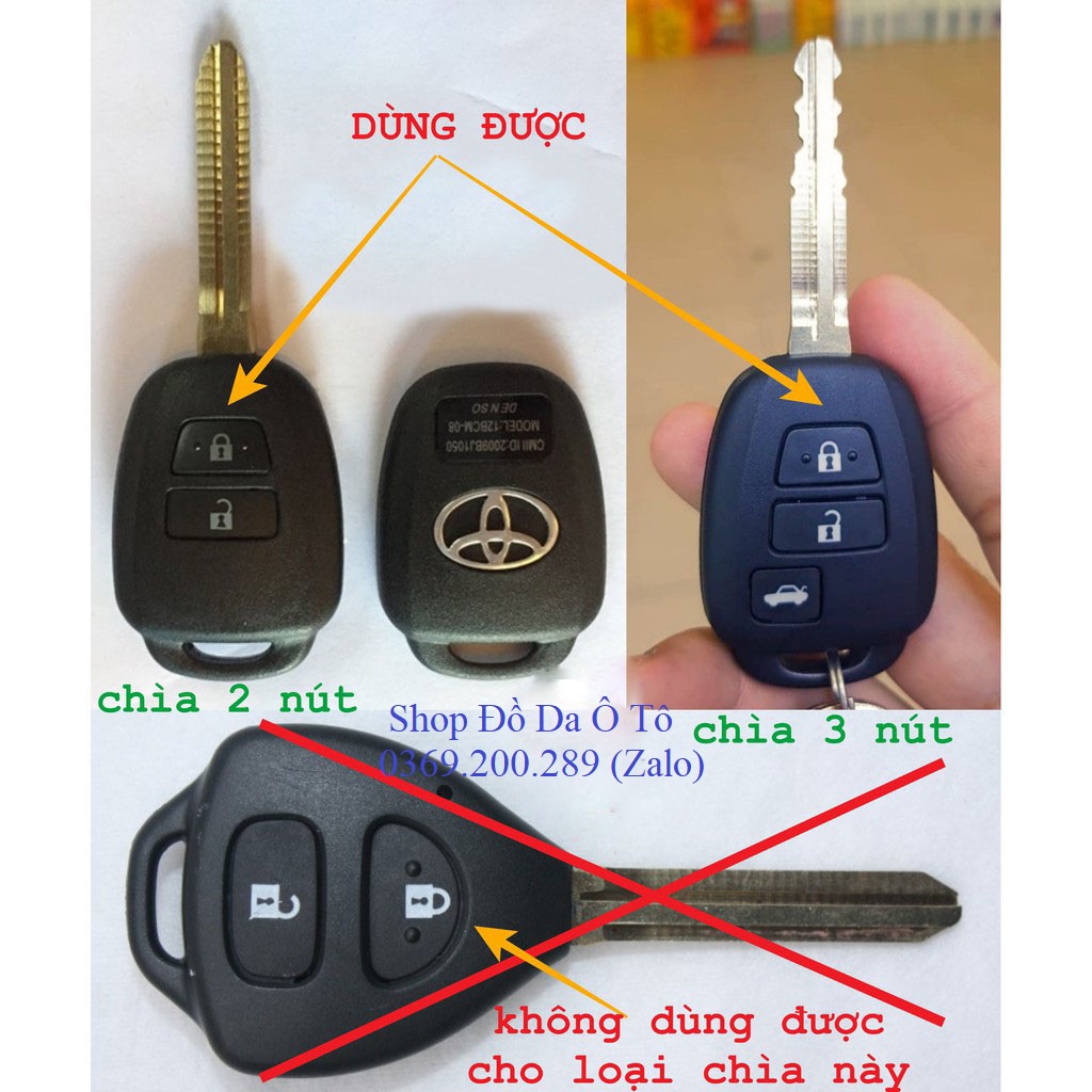 [CHẤT LƯỢNG] Bao Da Chìa Khoá cơ Toyota Vios, Yaris bằng da bò, nhiều mầu sắc, kèm tặng móc khóa