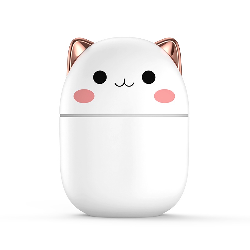Máy phun sương Fnelse tạo độ ẩm hình mèo dễ thương cổng USB có đèn nhiều màu sắc dung tích 250ml-Shop Mẹ Khoai