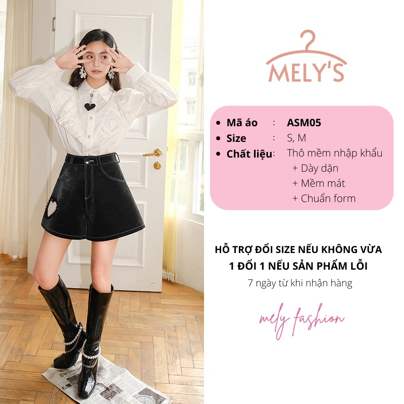 Áo sơ mi trắng nữ cổ bèo 2 tầng kiểu tay bồng tiểu thư form rộng vải thô mềm nút ngọc đi chơi đi làm trẻ trung ASM05