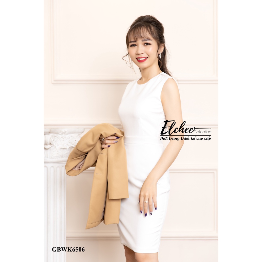 Đầm trắng công sở - Đầm trắng body sat nách váy dáng bút chì thiết kế cao cấp Elchee Collecton | BigBuy360 - bigbuy360.vn
