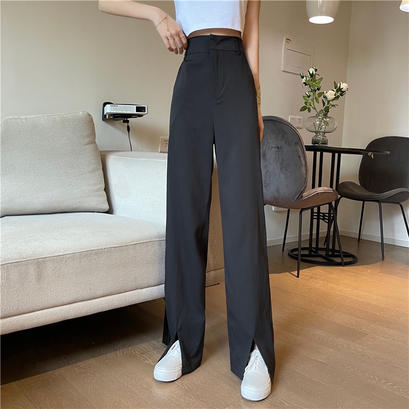 Quần Dài Ống Rộng Xẻ Tà Thời Trang Hàn Quốc Cho Nữ