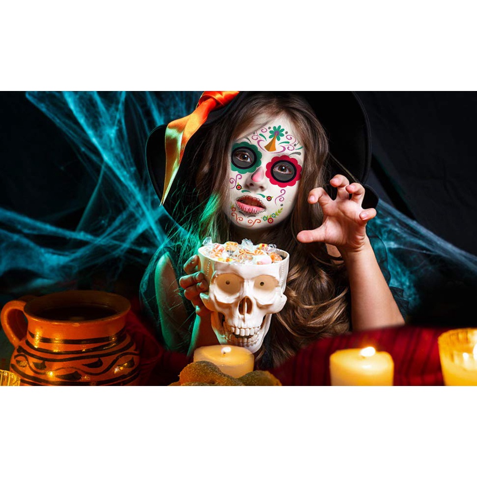 Hình Xăm Mặt Người Miếng Dán Tattoo Tạm Thời Chống Nước Halloween Vui Nhộn Legaxi