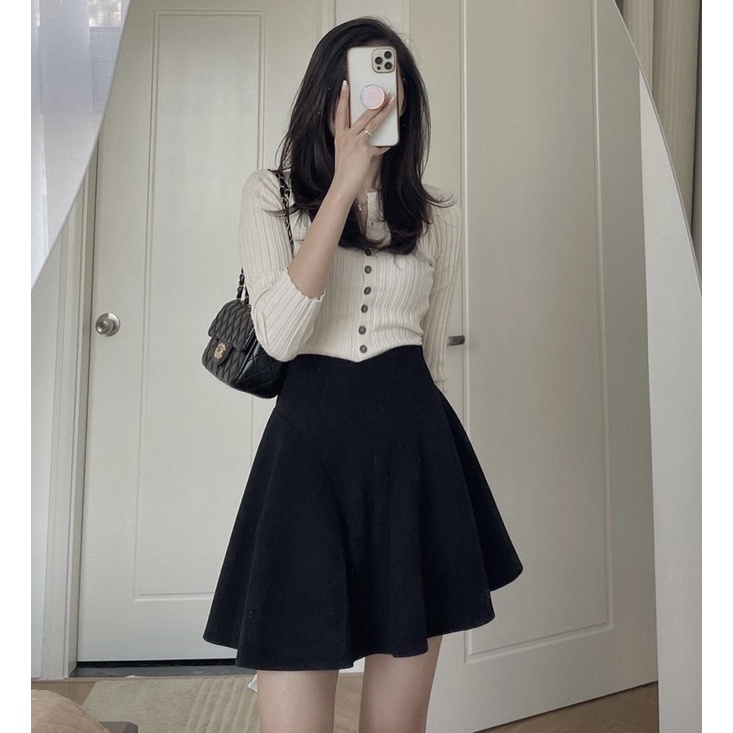 Áo Cadigan Len Tăm Bó Siêu Xinh- Áo len tăm cúc cài hở