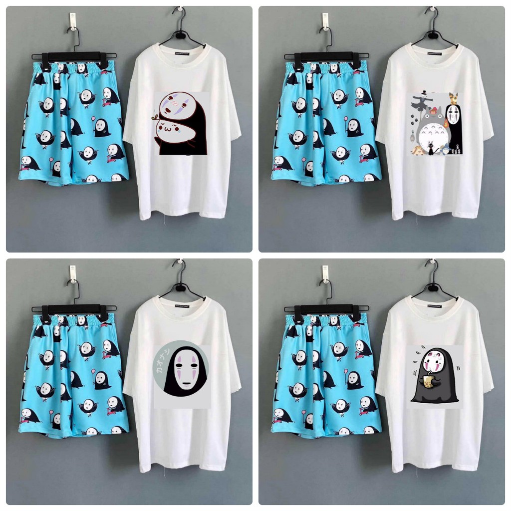 Set vô diện Spirited Away + quần shot cartoon No Face Vô diện noface unisex