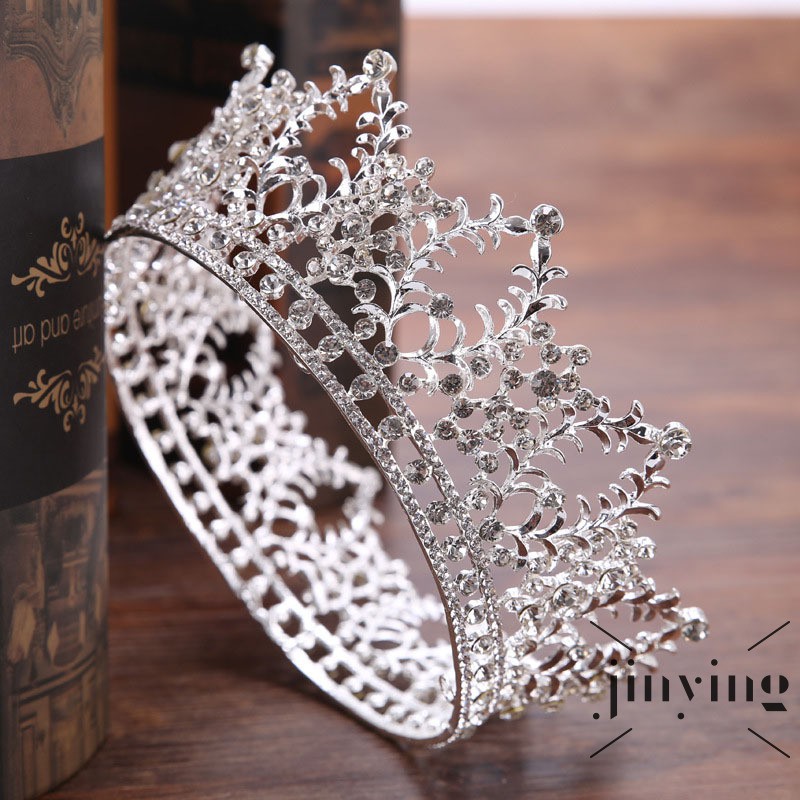 GETNOIVAS Vương miệng công chúa tròn loại lớn đính hạt đá kim cương phong cách tiệc cưới châu Âu