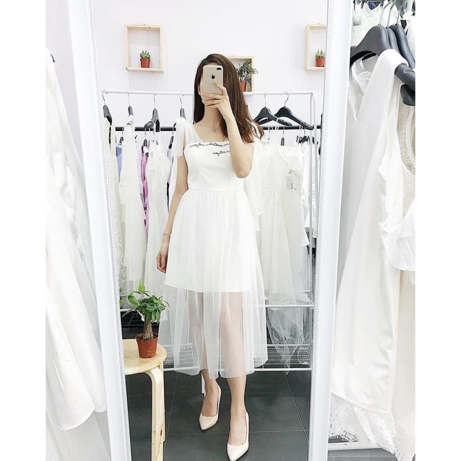 Đầm dự tiệc đi đám cưới, đầm ôm body phối voan lưới thời thượng Vanessa Dress kèm ảnh thật *